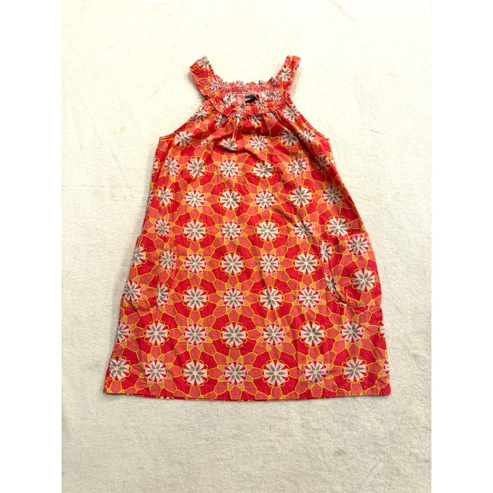 Tea Collection Girls Red Pink Geometric Floral Medallion Cotton Dress Size 12